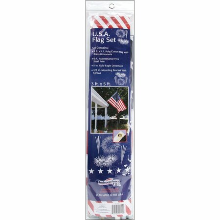 INDEPENDENCE FLAG 3FTX5FT FLAG KIT 6FTSTL POLE AA-US1-1